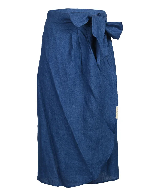 Blue Linen Wrap Skirt corduroy skirt cozy