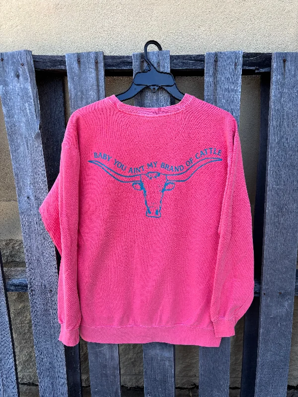 Brand of Cattle Comfort Colors Crewneck Sweatshirt In Watermelon Hoodie with Batwing Sleeves Loose Dramatic