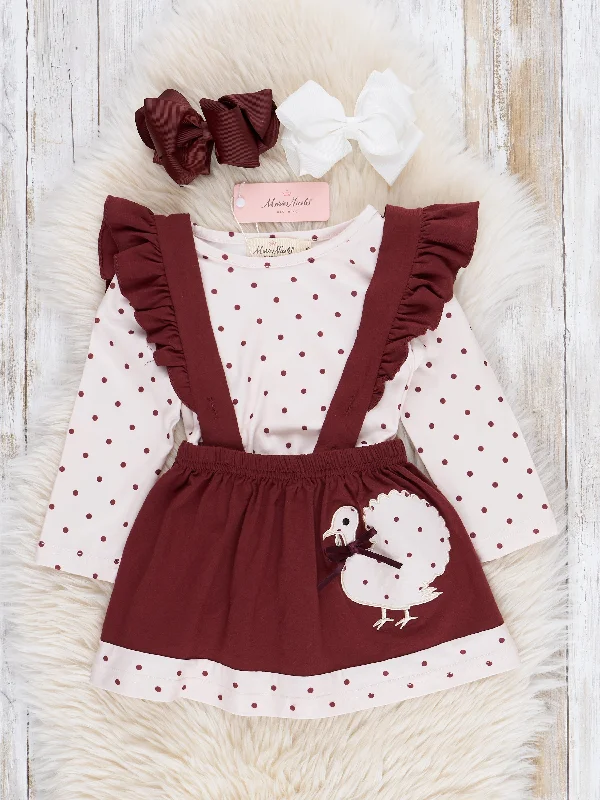 Brown Dots Turkey Ruffle Skirtall Set lace skirt intricate