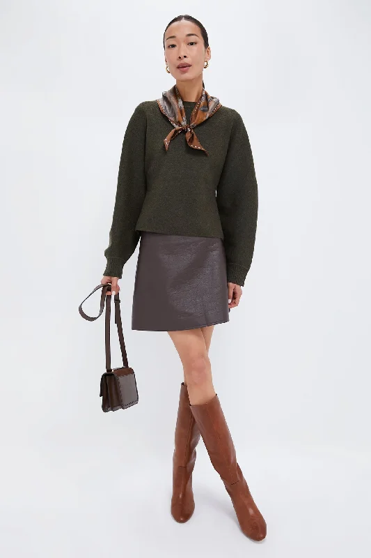 Brown Leather Meg Mini Skirt pencil skirt chic