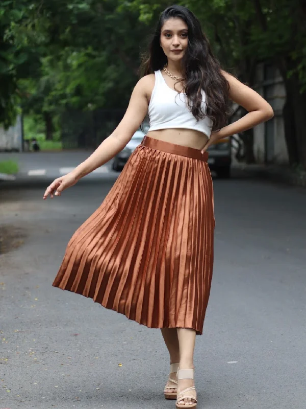 Pleated Midi Skirt flowy skirt hem