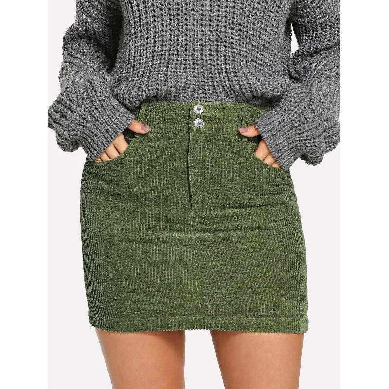 Corduroy Bodycon Skirt belted skirt waist