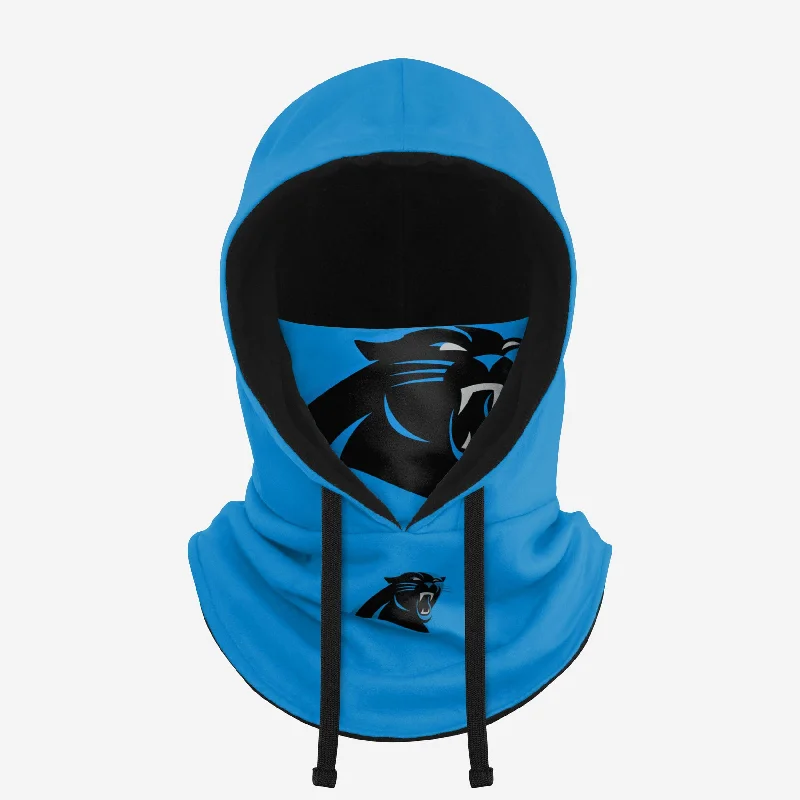 Carolina Panthers Alternate Team Color Drawstring Hooded Gaiter Hoodie with Front Slit Layering Stylish