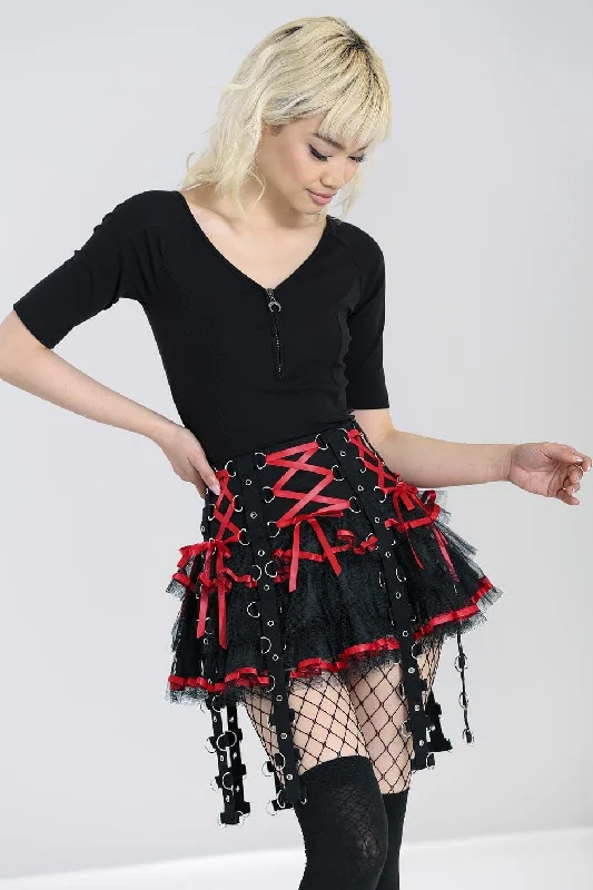 Chai Mini Skirt [BLACK/RED] midi skirt versatile
