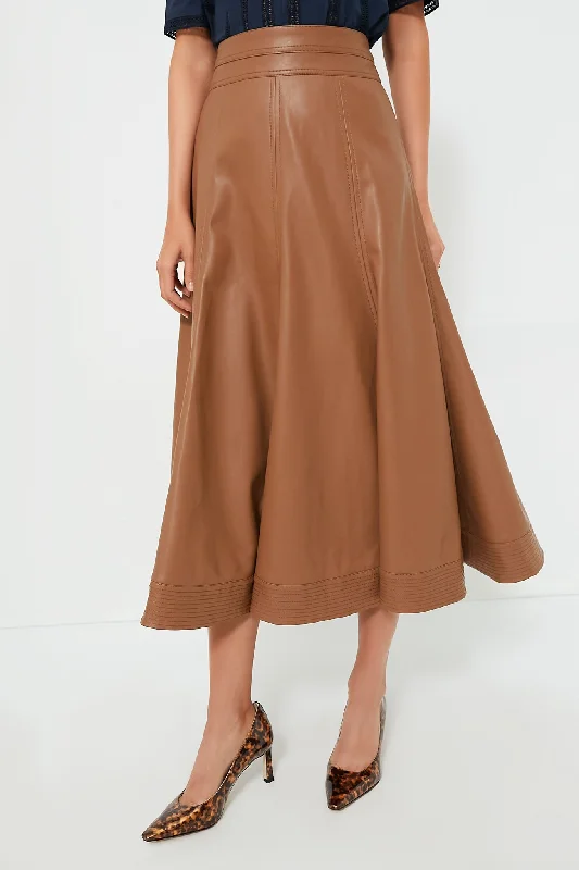 Cognac Leather Brynn Skirt denim skirt durable