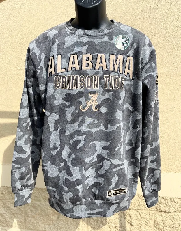 Men's Colosseum OTFC11326-AL Alabama Coyote Crew Neck Sweatshirt Heather Combo Hoodie with Elastic Cuffs Stretchable Comfortable