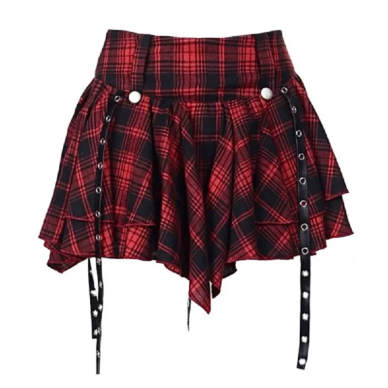 Come As You Are Plaid Skirt asymmetrical skirt cut