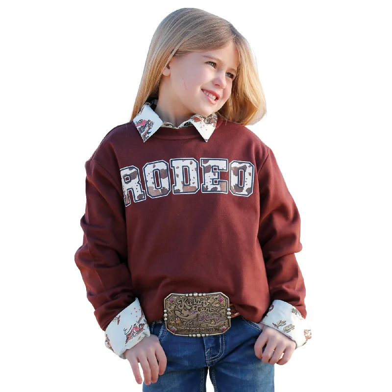 Cruel Youth Girl's Rodeo French Terry Burgundy Sweatshirt CWK8002001 Hoodie with Stripes Bold Sporty