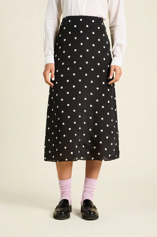 Demi Skirt ~ Black Polka Dots corduroy skirt cozy