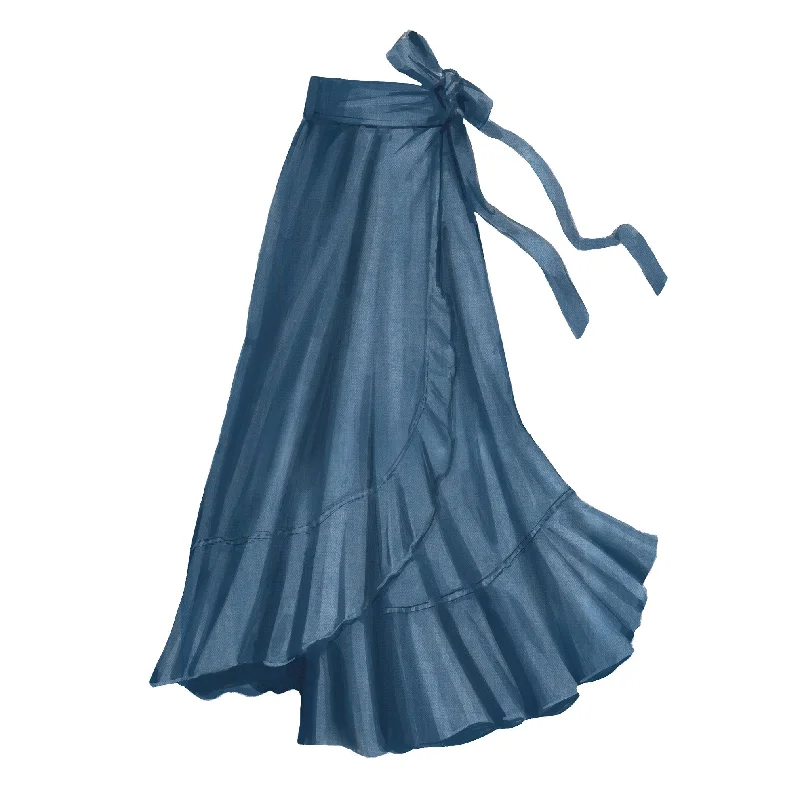 Denim Wrap Skirt silk skirt elegant