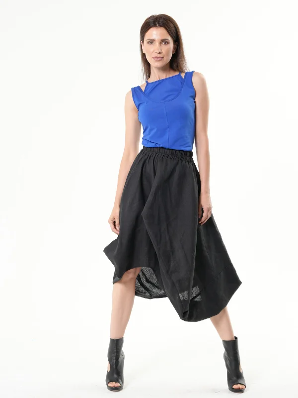 Elastic Waist Linen Skirt leather skirt modern