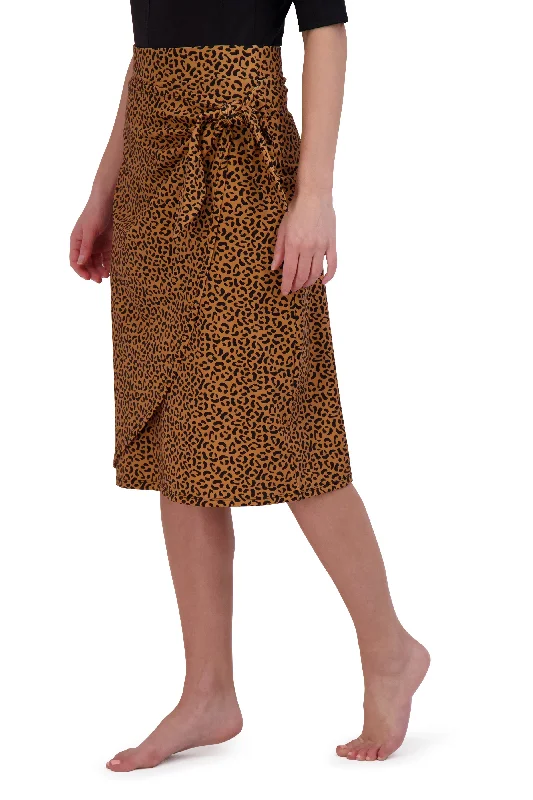 Faux Sarong 26"-Animal print (final-sale) linen skirt natural