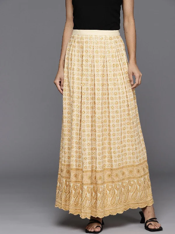 Gold Embellished Rayon Skirts leather skirt modern