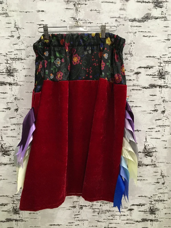 Handmade Beaded Nipin with Red Velvet Ribbon Skirt cashmere skirt fine