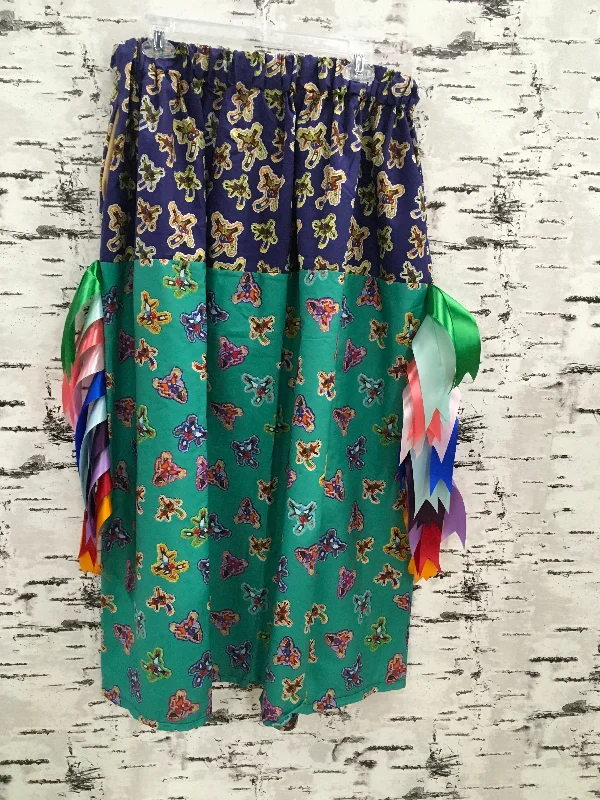 Handmade Riders Turq. & Navy Ribbon Skirt silk skirt luxurious