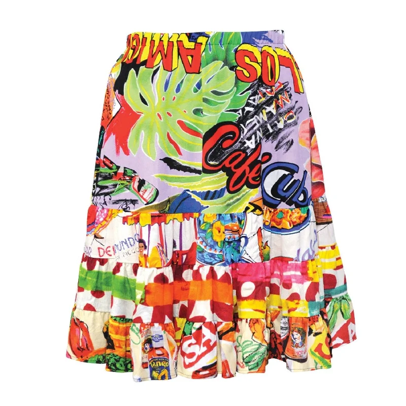 Hattie Skirt - Cafe Cubano button skirt front