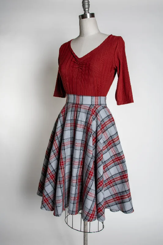 Haute Circle Skirt - Flannel, Grey Plaid velvet skirt sumptuous