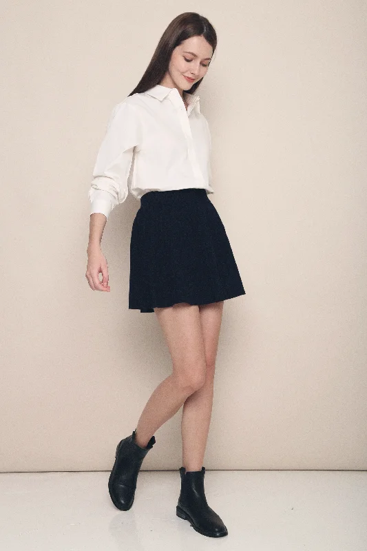 Hyori Pleated Knit Skirt Navy lace skirt feminine