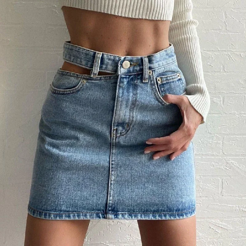 Kendall Denim Casual High Waist Mini Skirt velvet skirt luxurious