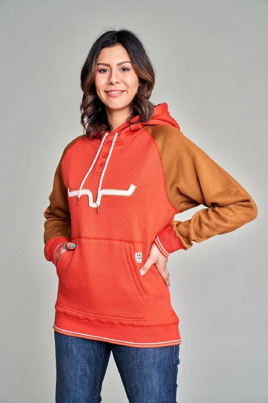 Kimes Ranch Womens Amigo Burnt Red Cotton blend Hoodie Hoodie with Cuffed Sleeves Snug Secure