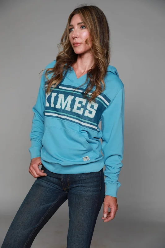 Kimes Ranch Womens North Star Hoodie Light Turquoise Cotton Blend L/S Hoodie with Velcro Closure Adjustable Secure