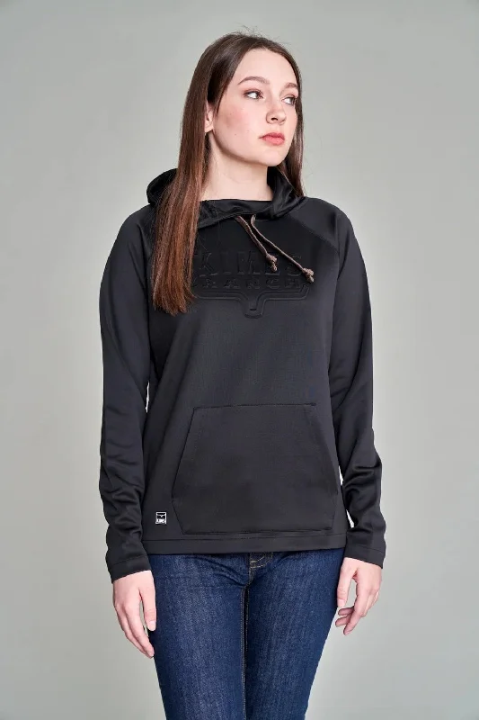 Kimes Ranch Womens Sedona Bossed Black 100% Polyester Hoodie Hoodie with Hem Patch Decorative Personalized