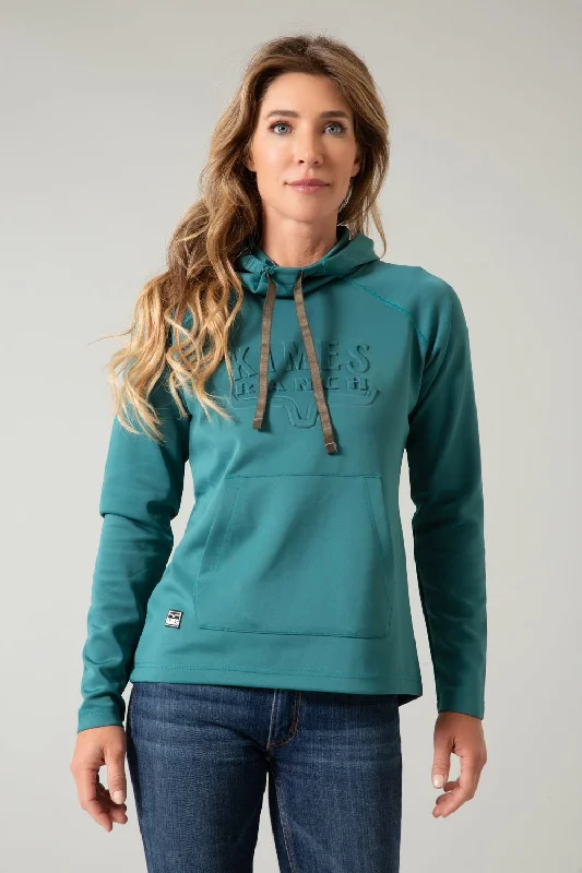 Kimes Ranch Womens Sedona Bossed Teal 100% Polyester Hoodie Hoodie with Mock Neck Collared Structured