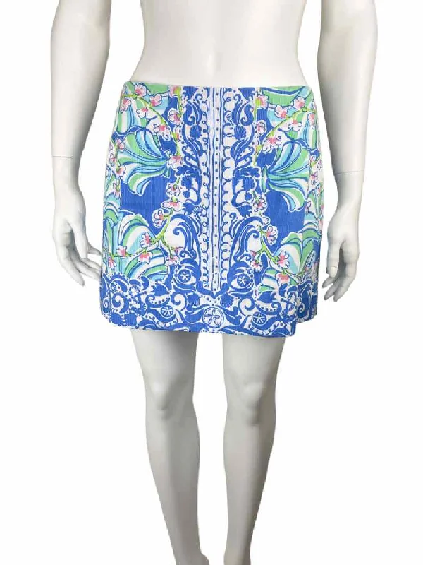 Lilly Pulitzer Women's Coasting Engineered Tate Mini Skirt Bay Blue Size 2 linen skirt natural