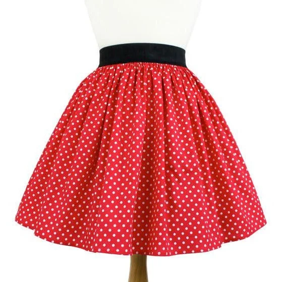 "Lindy" Red and White Polkadot Skirt denim skirt stylish