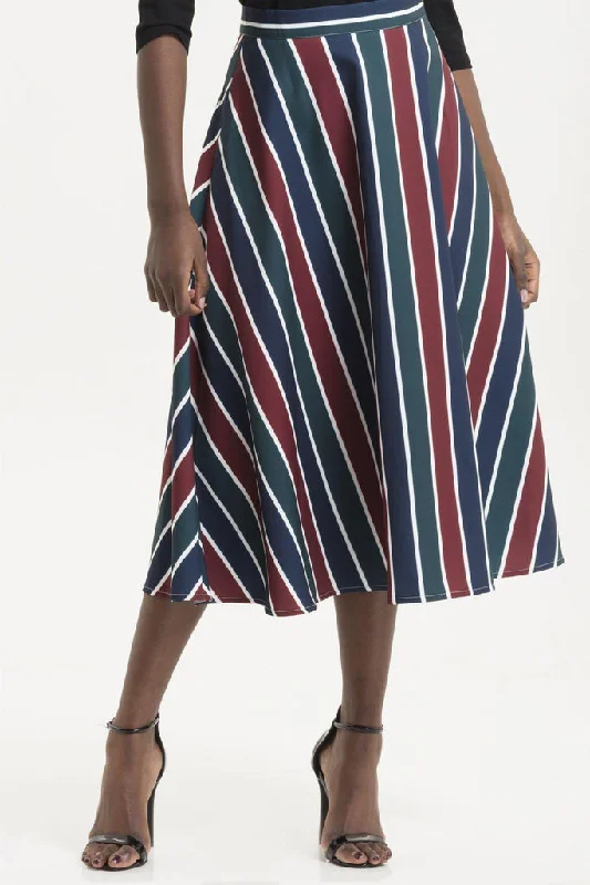 Madelyn Striped Full Circle Skirt high waist skirt