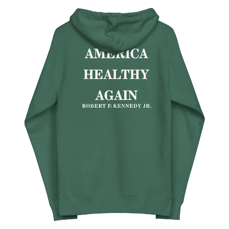 Make America Healthy Again Unisex Fleece Zip Up Hoodie Hoodie with Illustration Artistic Creative