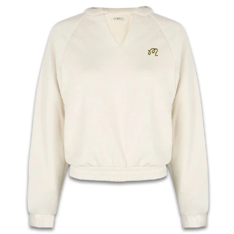 Malbon Gianna II Raglan Pullover Golf Sweatshirt Bone - FW24 Women Hoodie with Mesh Breathable Sporty