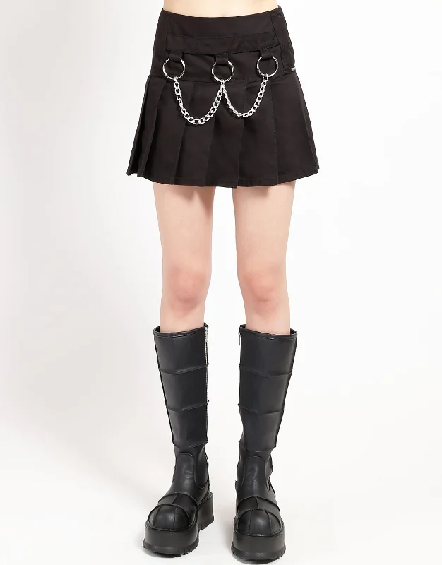 MARY CHAIN PLEATED SKIRT BLACK silk skirt smooth