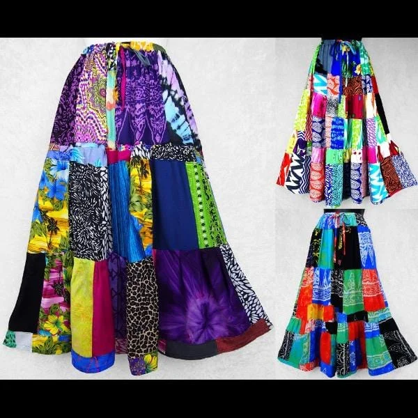 Masala Long Patchwork Skirt leather skirt refined