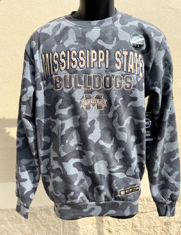 Men's Colosseum OTFC11326-MSU Mississippi State Coyote Crew Neck Sweatshirt Heather Combo Hoodie with Gradient Ombre Colorful