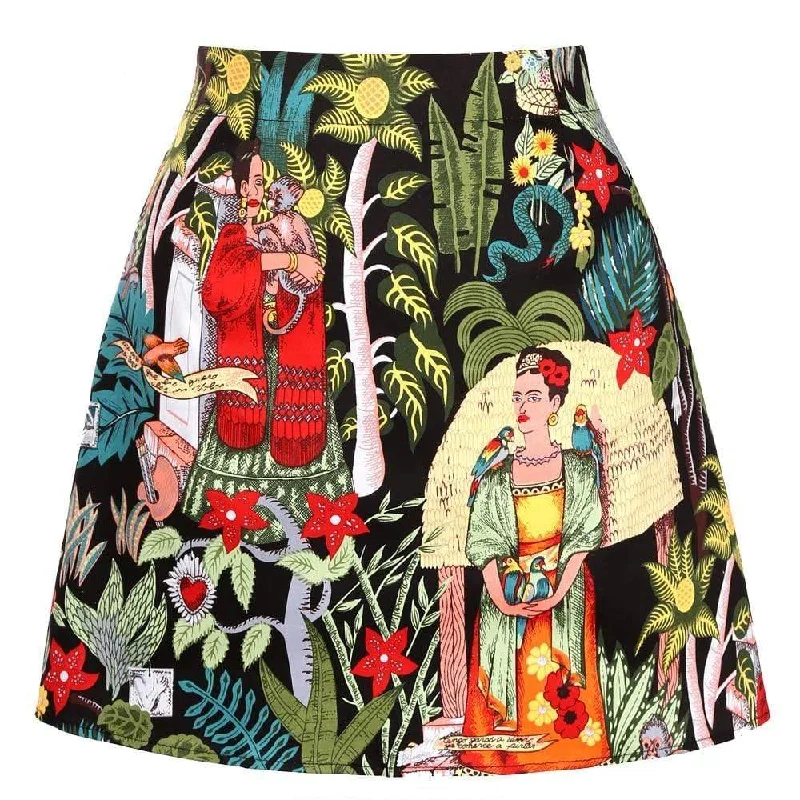 Mexican Artist A-Line Skirt leather skirt durable