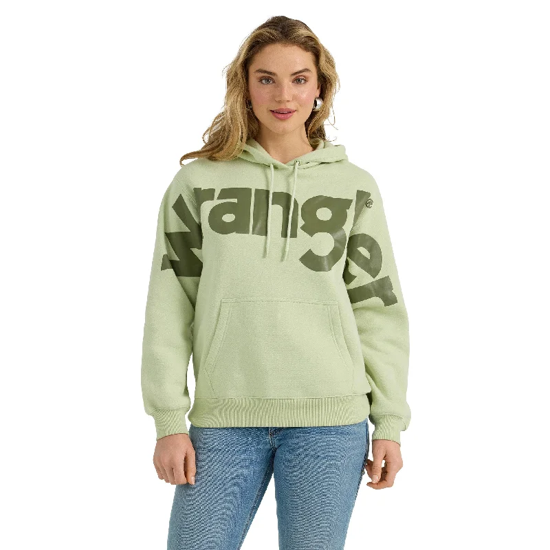 Wrangler Women's Mint Green Hoodie Hoodie with Oversized Fit Loose Comfortable