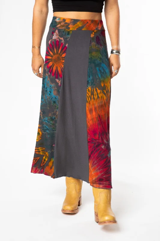 Mudmee Tie Dye Panel Skirt ribbed skirt waist