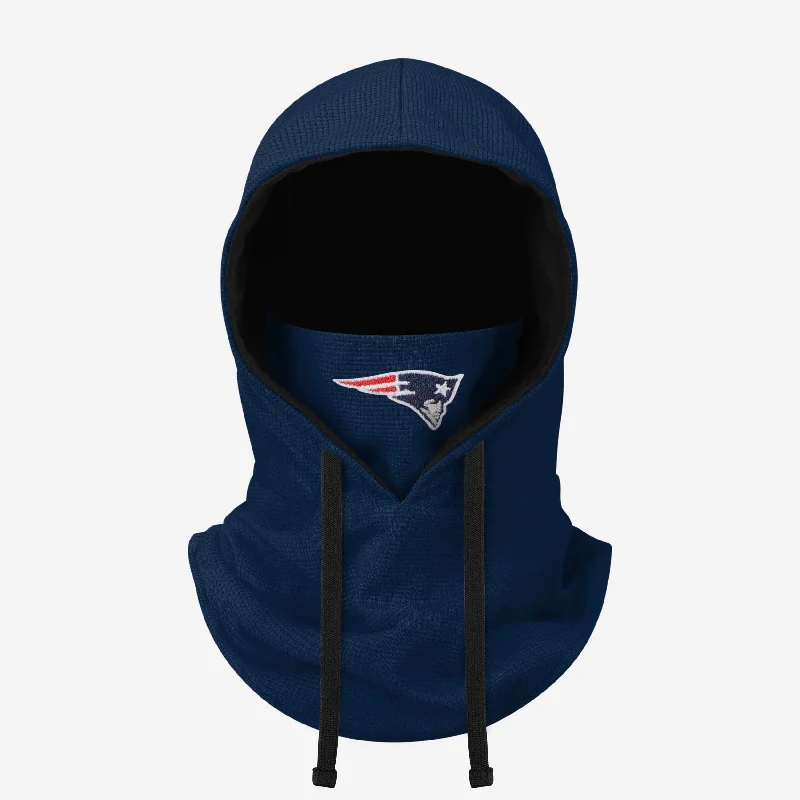 New England Patriots Waffle Drawstring Hooded Gaiter Hoodie with Slit Hem Functional Movement