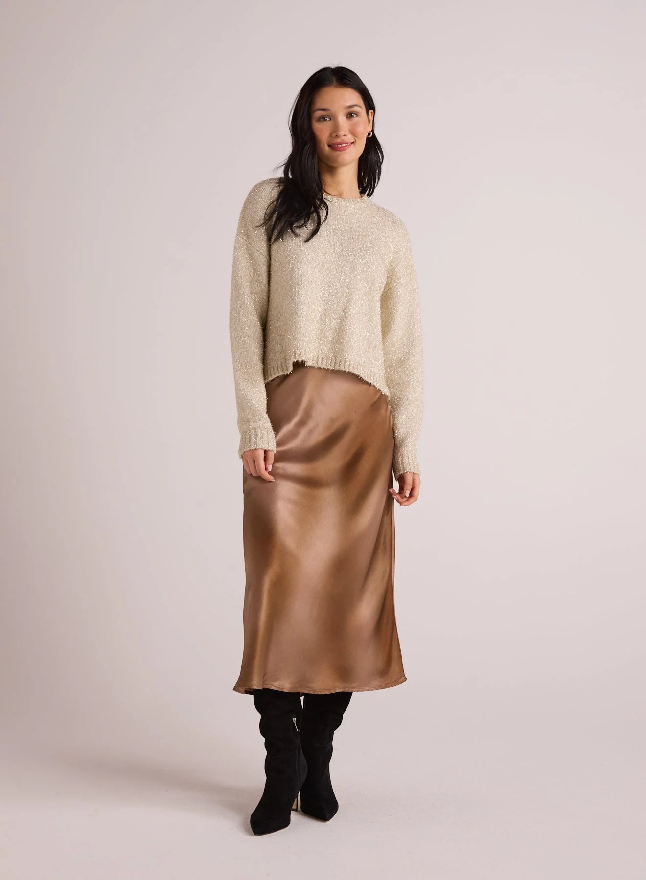 Nora Midi Bias Skirt~ Gold Gradient Print velvet skirt luxury