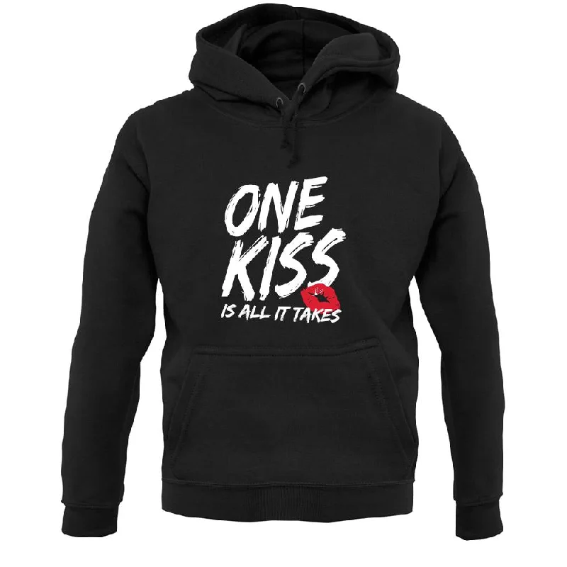 One Kiss Is It All It Takes Unisex Hoodie Hoodie with Hem Detail Decorative Unique