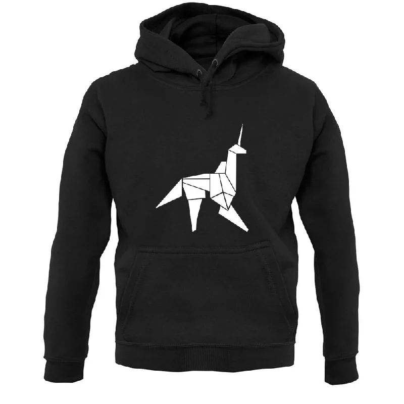 Origami Paper Unicorn Unisex Hoodie Hoodie with Set-In Sleeves Structured Classic