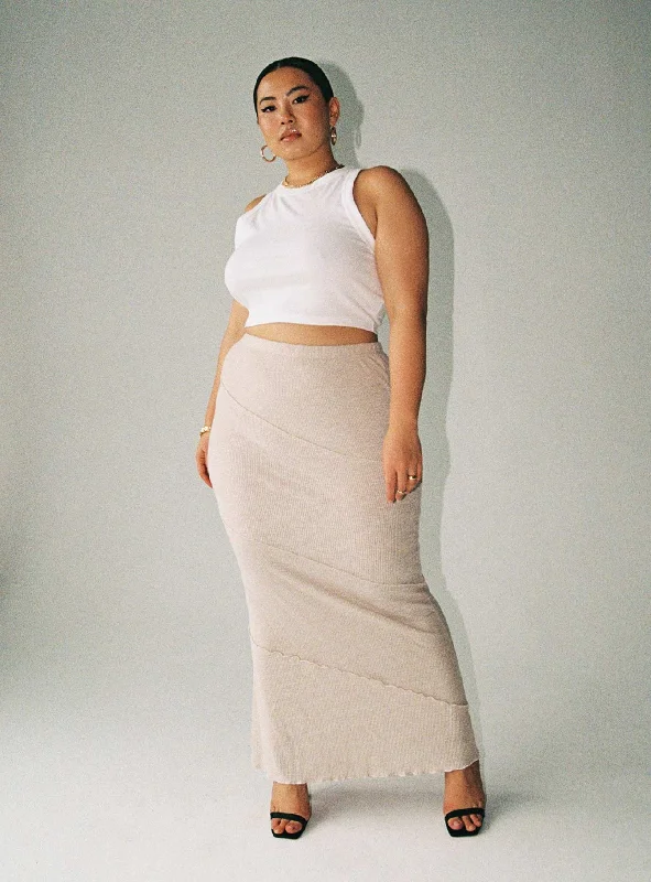 Oscar Maxi Skirt Beige Curve maxi skirt elegant