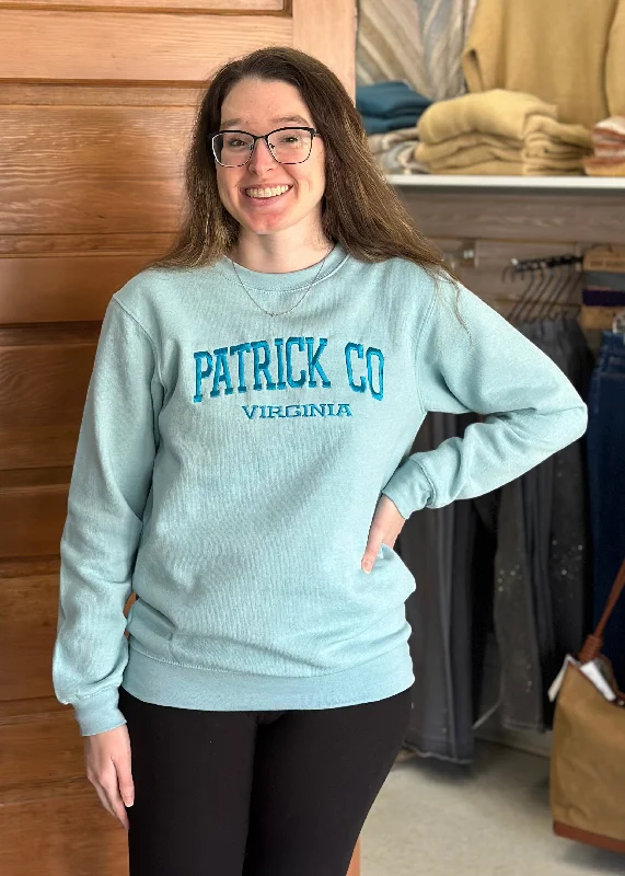 Patrick County Sweatshirt Sky Blue Hoodie with Hem Frayed Vintage Worn