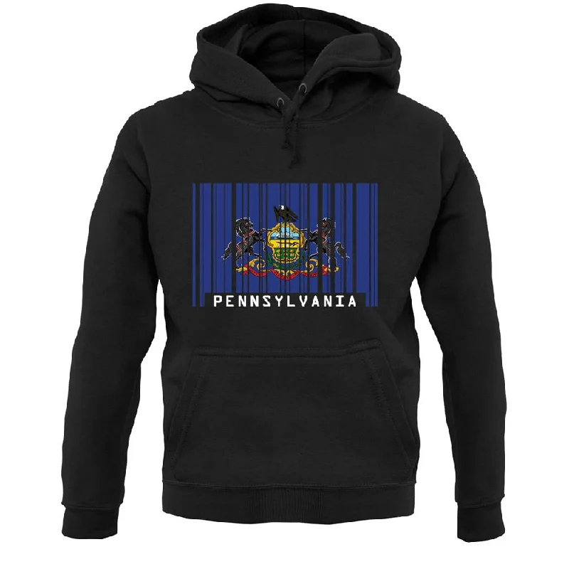 Pennsylvania Barcode Style Flag Unisex Hoodie Hoodie with Hem Fringe Bohemian Relaxed