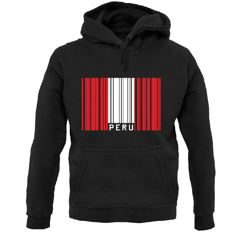 Peru Barcode Style Flag Unisex Hoodie Hoodie with Hem Detail Decorative Unique