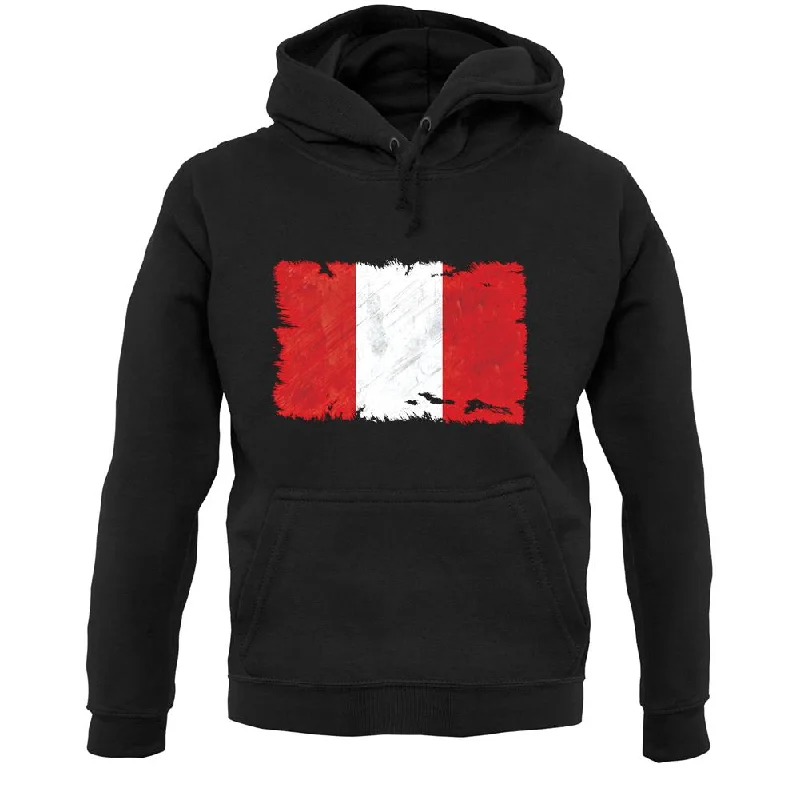 Peru Grunge Style Flag Unisex Hoodie Hoodie with High-Low Hem Asymmetrical Trendy