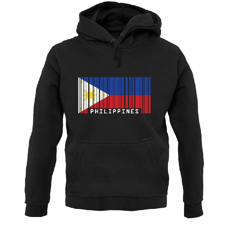 Philippines Barcode Style Flag Unisex Hoodie Hoodie with Drawstring Waist Adjustable Fitted