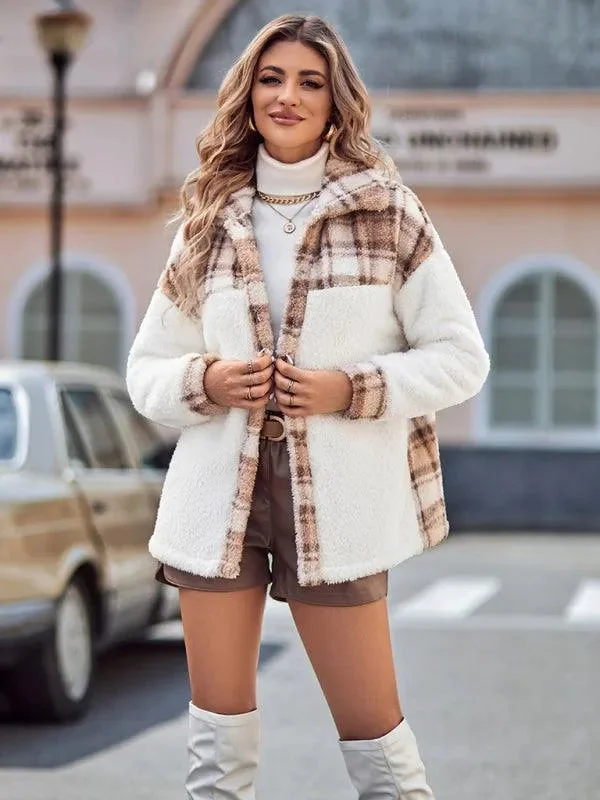 Plaid Hooded Loose Women’s Coat Hoodie with Reflective Safety Nightwear