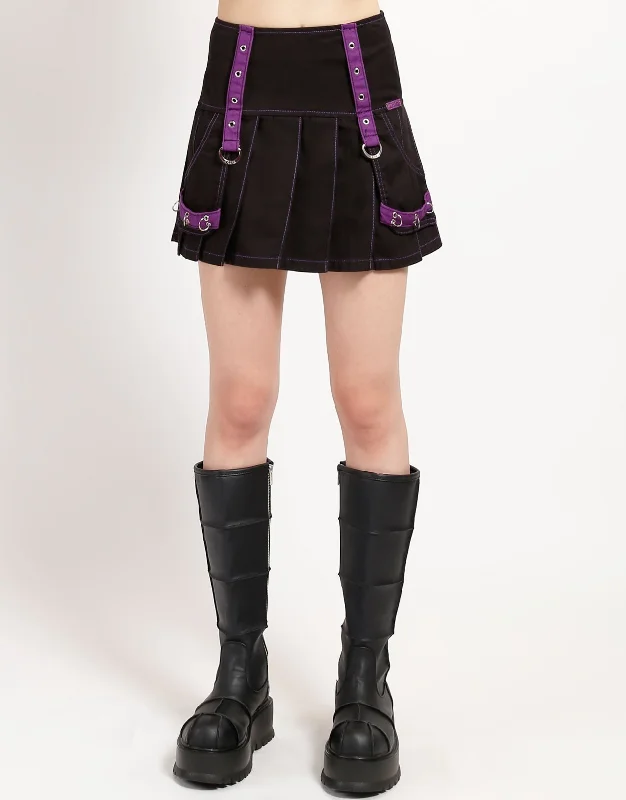 MUTLI EYELET PLEATED SKIRT PURPLE seamless skirt comfort